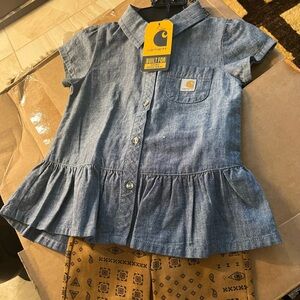 Carhartt Girls' Chambray Short-Sleeve Peplum Shirt - Blue